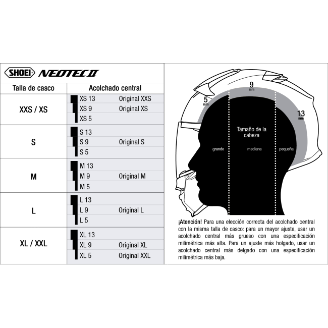 Recambio Shoei Acolchado Central Tipo L