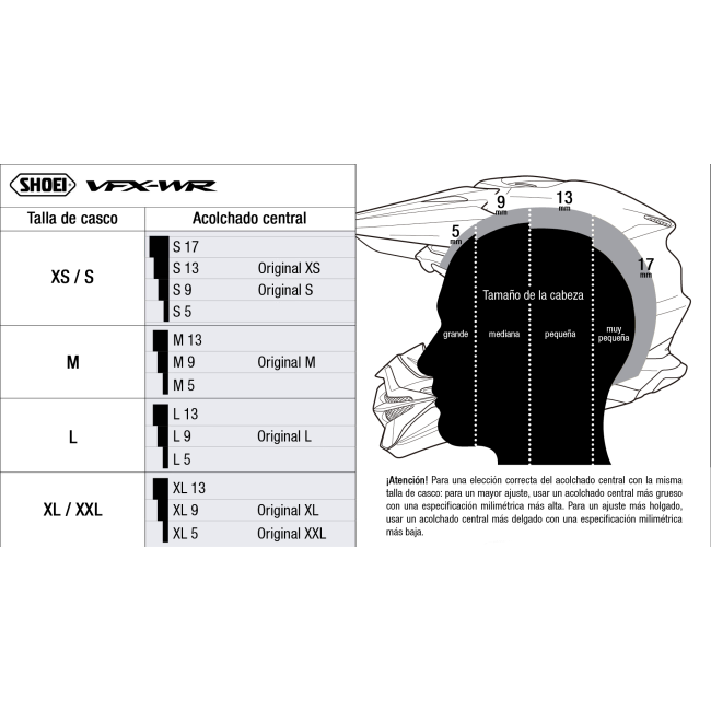 Recambio Shoei Acolchado Central Tipo M