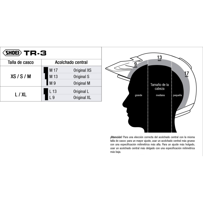 Recambio Shoei Acolchado Completo Tipo TR-3