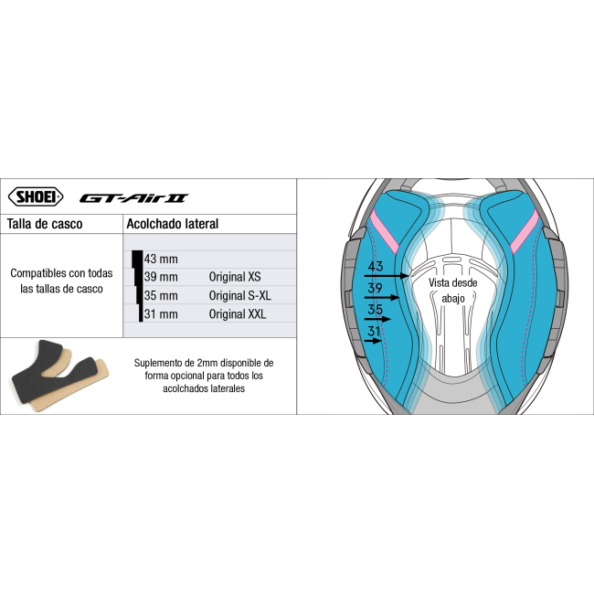 Recambio Shoei Acolchado Lateral Tipo N