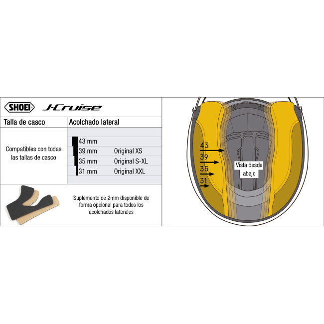 Recambio Shoei Acolchado Lateral Tipo E