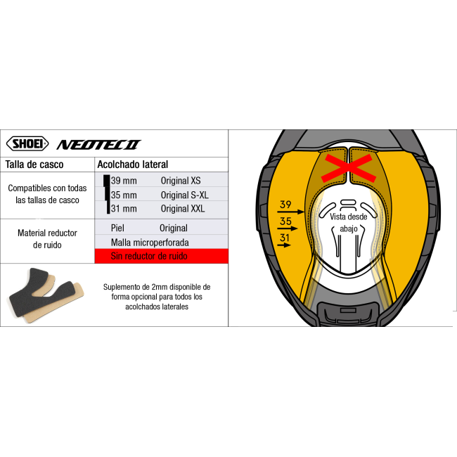 Recambio Shoei Acolchado Lateral Tipo L