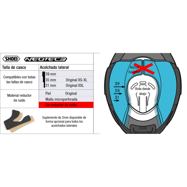 Recambio Shoei Acolchado Lateral TIPO QM