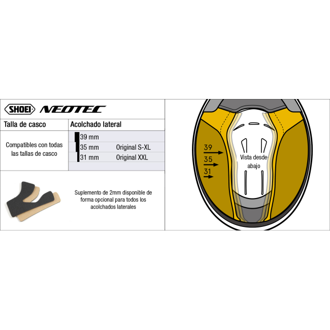 Recambio Shoei Acolchado Lateral Tipo C