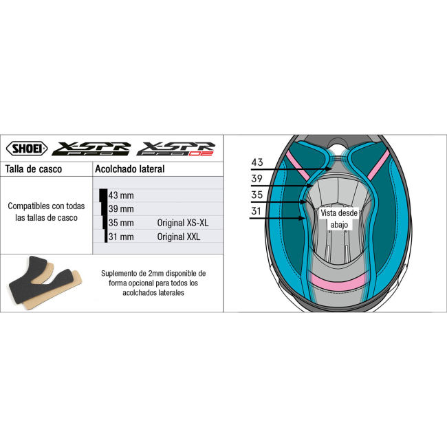 Recambio Shoei Acolchado Lateral Tipo P
