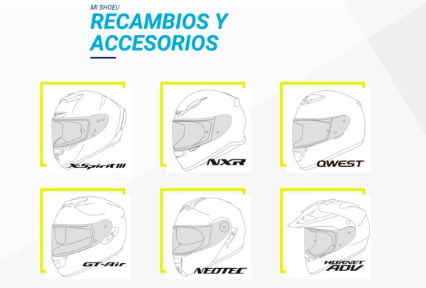 NOVEDADES - Nueva sección de recambios y accesorios SHOEI
