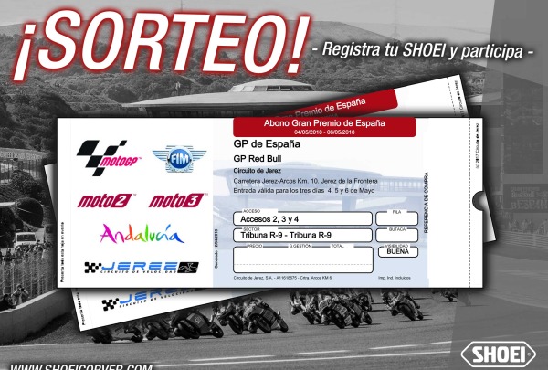 REGISTRA TU SHOEI - ¡SORTEO 2 entradas para el GP de Valencia de MotoGP!